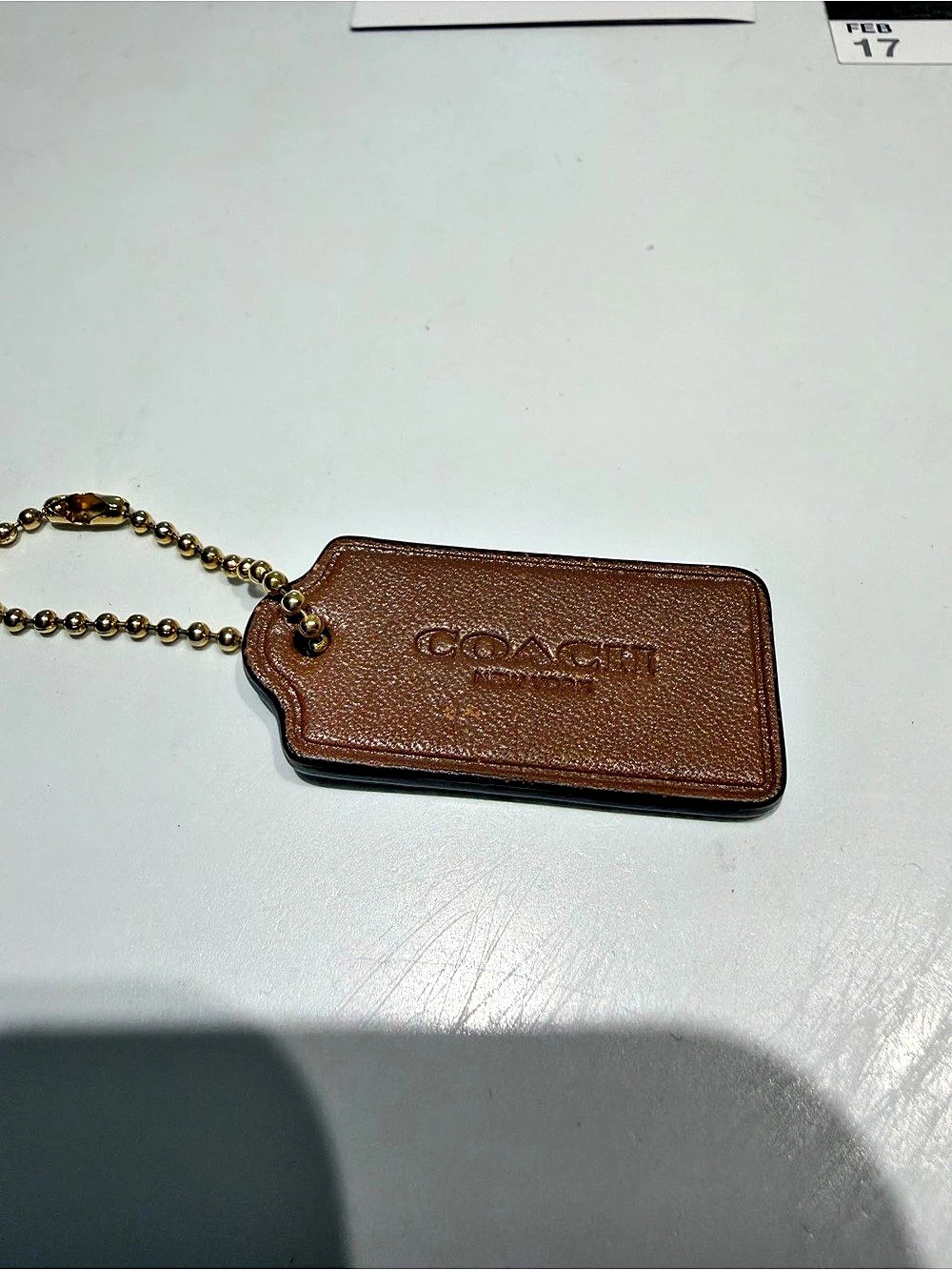 Vintage Coach Leather Hangtag Bag Charm Brown